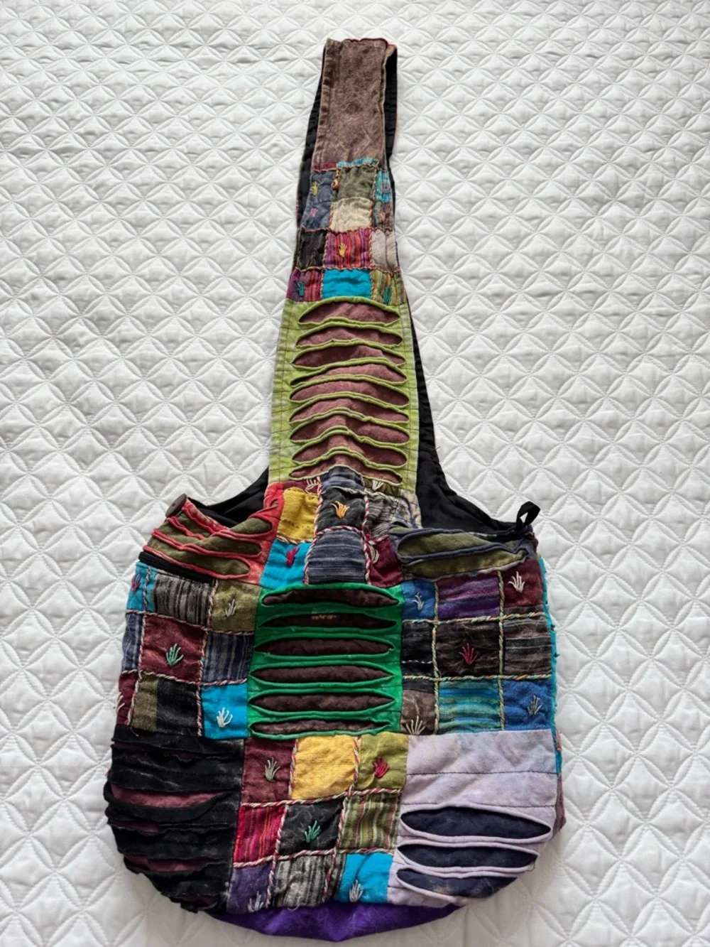Multicolor Razor Cut Patchwork Hippie Boho Hobo Shoulder Bag Purse